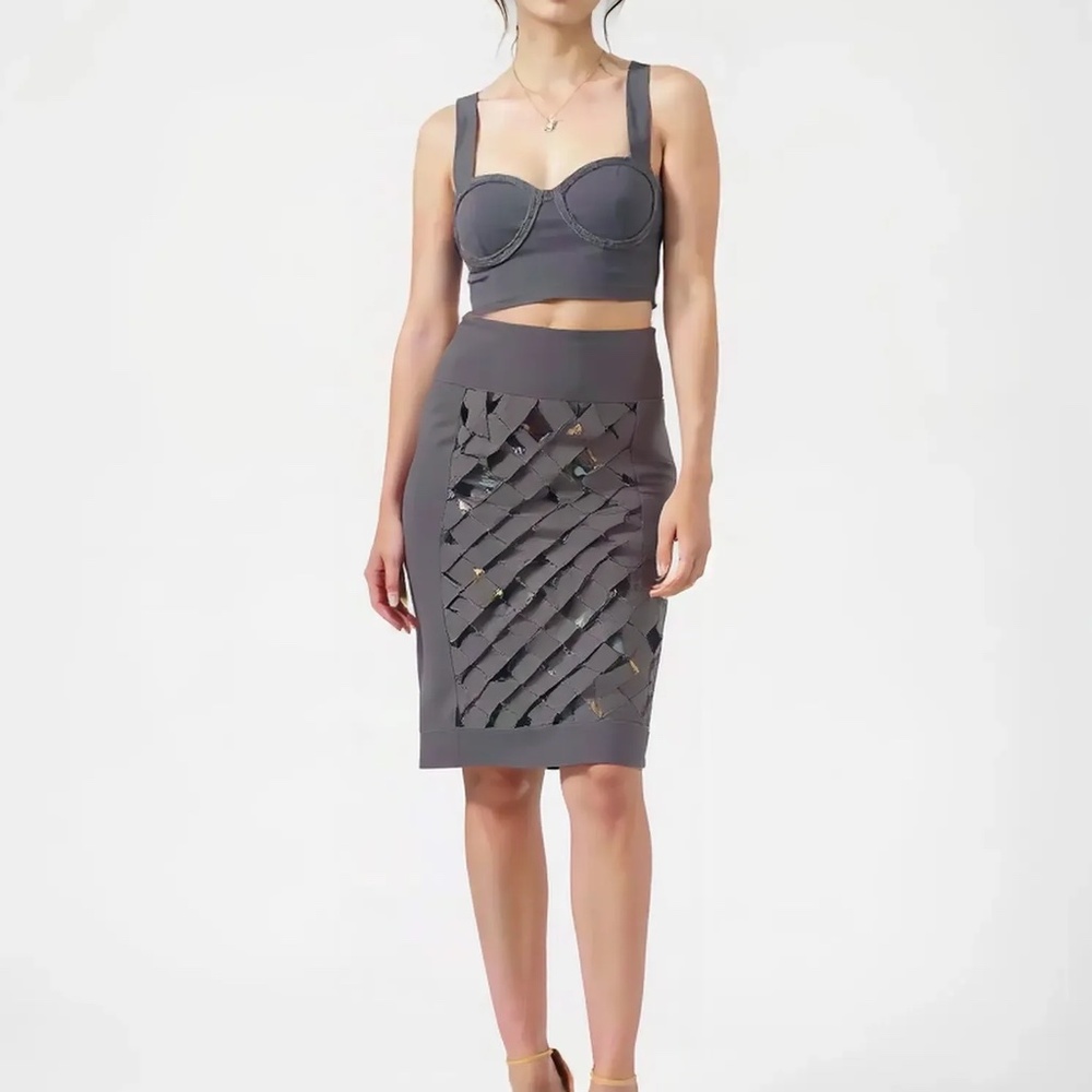 HOUSE OF LONDON SET Crop Top And Skirt Purple Small